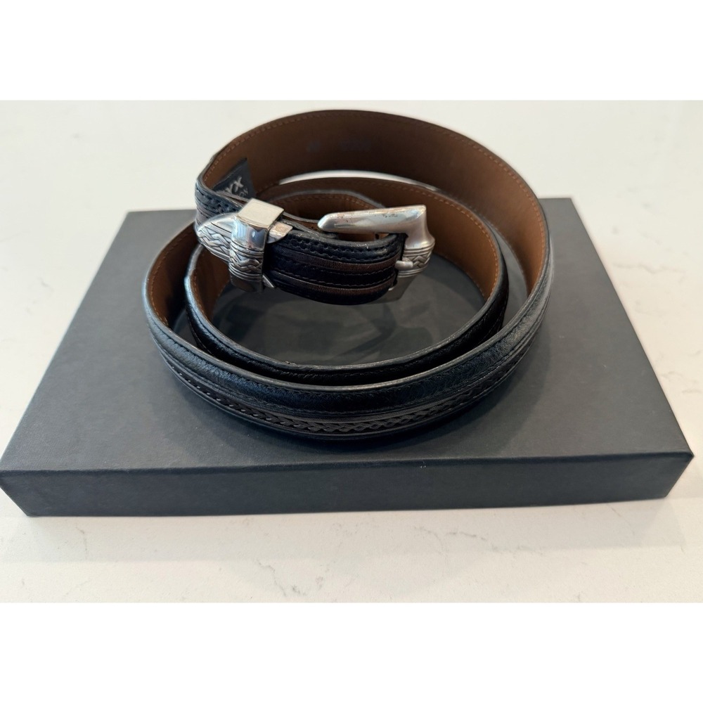 Onyx by Brighton Men's Belt Black/Brown Sz 40 Pinon Hills Leather Belt 12200